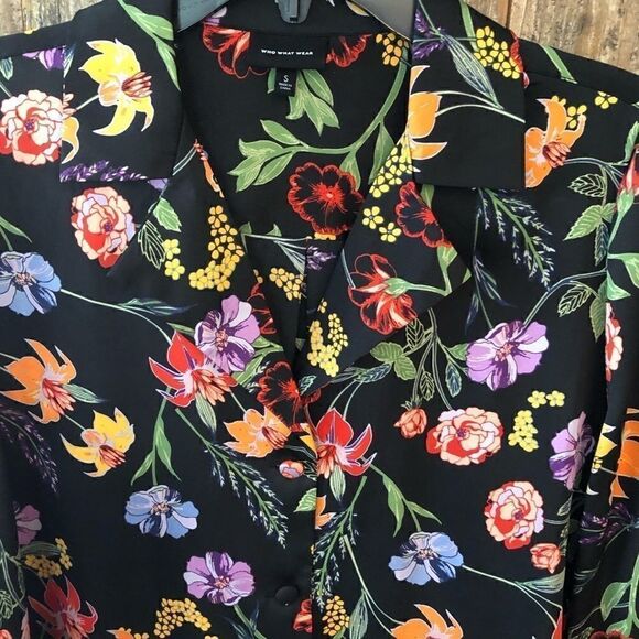 WWW Sz S Black Floral Oversized Relaxed Fit Lounge Casual Top - Picture 3 of 8